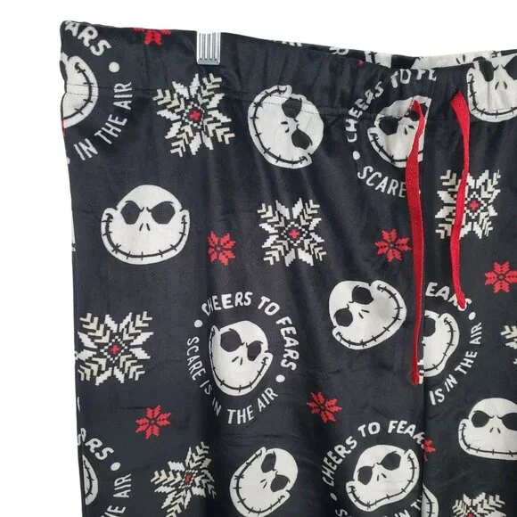 Disney Nightmare Before Christmas 3X Pants Velvety Fleece Jack Skellington Snow - Picture 3 of 9